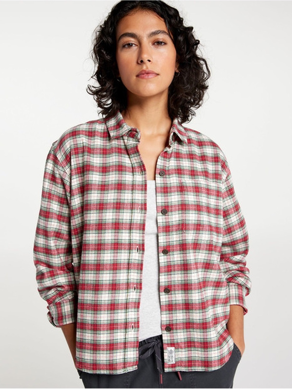 Alpine Design Women's Plaid Midweight Flannel Shirt, Medium - Red & Cream Sky
